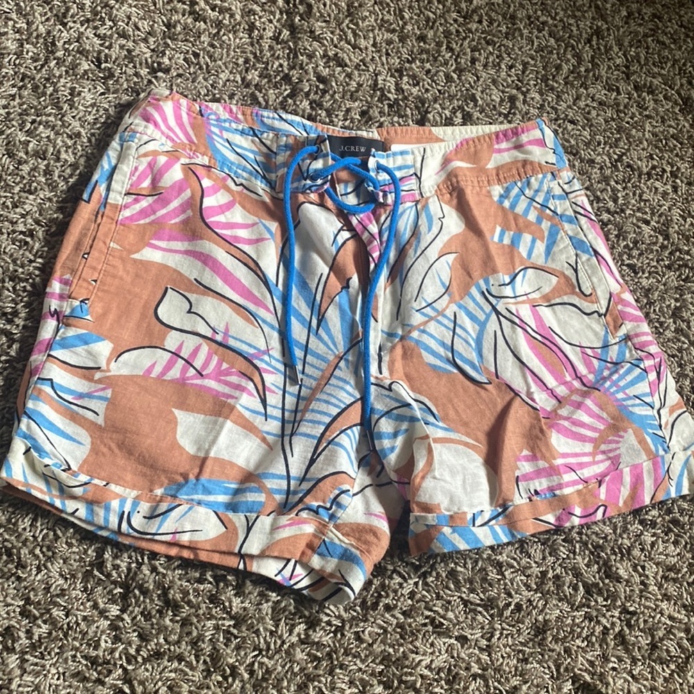 J Crew Linen Floral Print Shorts Size 2